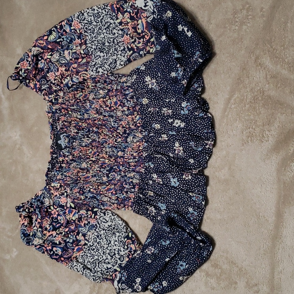 Angie Boho Print Long Sleeve Blouse